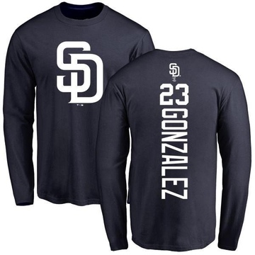 Men's San Diego Padres Adrian Gonzalez ＃23 Backer Long Sleeve T-Shirt - Navy