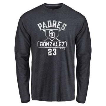 Men's San Diego Padres Adrian Gonzalez ＃23 Base Runner Long Sleeve T-Shirt - Navy