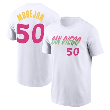 Men's San Diego Padres Adrian Morejon ＃50 2022 City Connect Name & Number T-Shirt - White