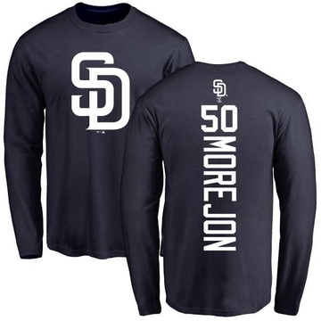 Men's San Diego Padres Adrian Morejon ＃50 Backer Long Sleeve T-Shirt - Navy