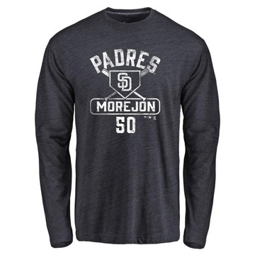 Men's San Diego Padres Adrian Morejon ＃50 Base Runner Long Sleeve T-Shirt - Navy