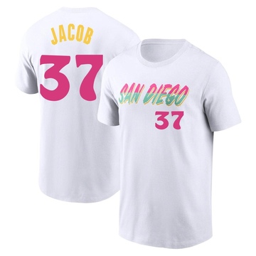 Men's San Diego Padres Alek Jacob ＃37 2022 City Connect Name & Number T-Shirt - White