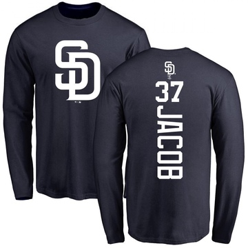 Men's San Diego Padres Alek Jacob ＃37 Backer Long Sleeve T-Shirt - Navy