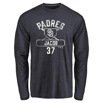 Men's San Diego Padres Alek Jacob ＃37 Base Runner Long Sleeve T-Shirt - Navy