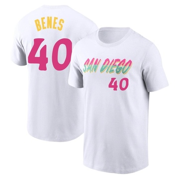 Men's San Diego Padres Andy Benes ＃40 2022 City Connect Name & Number T-Shirt - White