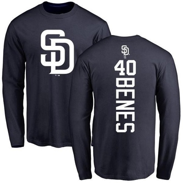 Men's San Diego Padres Andy Benes ＃40 Backer Long Sleeve T-Shirt - Navy