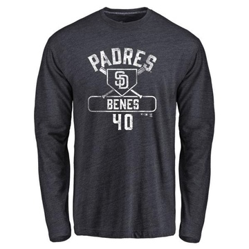 Men's San Diego Padres Andy Benes ＃40 Base Runner Long Sleeve T-Shirt - Navy