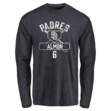 Men's San Diego Padres Bill Almon ＃6 Base Runner Long Sleeve T-Shirt - Navy