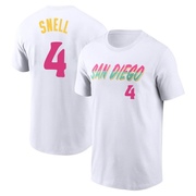 Men's San Diego Padres Blake Snell ＃4 2022 City Connect Name & Number T-Shirt - White