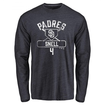 Men's San Diego Padres Blake Snell ＃4 Base Runner Long Sleeve T-Shirt - Navy