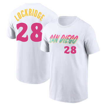 Men's San Diego Padres Brandon Lockridge ＃28 2022 City Connect Name & Number T-Shirt - White