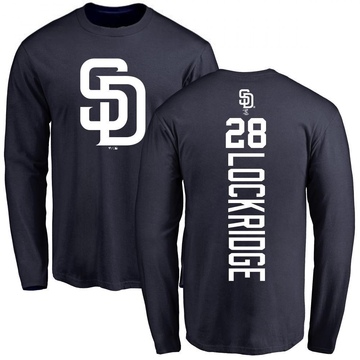 Men's San Diego Padres Brandon Lockridge ＃28 Backer Long Sleeve T-Shirt - Navy