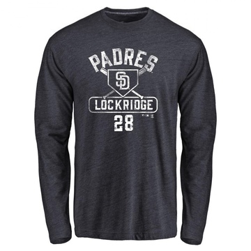 Men's San Diego Padres Brandon Lockridge ＃28 Base Runner Long Sleeve T-Shirt - Navy