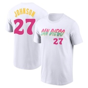 Men's San Diego Padres Bryce Johnson ＃27 2022 City Connect Name & Number T-Shirt - White