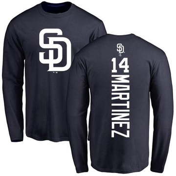 Men's San Diego Padres Carmelo Martinez ＃14 Backer Long Sleeve T-Shirt - Navy