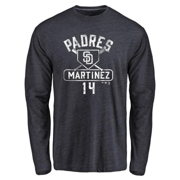 Men's San Diego Padres Carmelo Martinez ＃14 Base Runner Long Sleeve T-Shirt - Navy