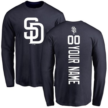 Men's San Diego Padres Custom ＃00 Backer Long Sleeve T-Shirt - Navy