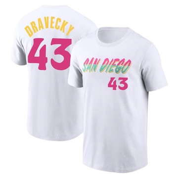 Men's San Diego Padres Dave Dravecky ＃43 2022 City Connect Name & Number T-Shirt - White