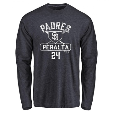 Men's San Diego Padres David Peralta ＃24 Base Runner Long Sleeve T-Shirt - Navy