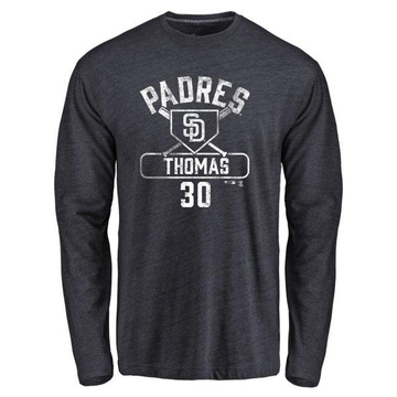 Men's San Diego Padres Derrel Thomas ＃30 Base Runner Long Sleeve T-Shirt - Navy