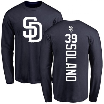 Men's San Diego Padres Donovan Solano ＃39 Backer Long Sleeve T-Shirt - Navy