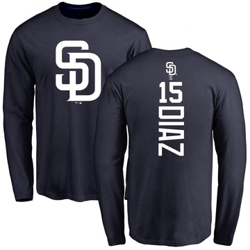 Men's San Diego Padres Elias Diaz ＃15 Backer Long Sleeve T-Shirt - Navy