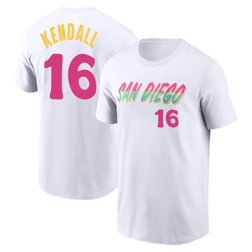 Men's San Diego Padres Fred Kendall ＃16 2022 City Connect Name & Number T-Shirt - White