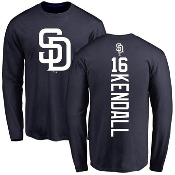 Men's San Diego Padres Fred Kendall ＃16 Backer Long Sleeve T-Shirt - Navy