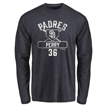 Men's San Diego Padres Gaylord Perry ＃36 Base Runner Long Sleeve T-Shirt - Navy