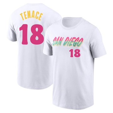 Men's San Diego Padres Gene Tenace ＃18 2022 City Connect Name & Number T-Shirt - White