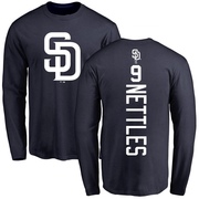 Men's San Diego Padres Graig Nettles ＃9 Backer Long Sleeve T-Shirt - Navy