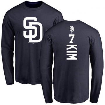 Men's San Diego Padres Ha-Seong Kim ＃7 Backer Long Sleeve T-Shirt - Navy