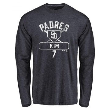 Men's San Diego Padres Ha-Seong Kim ＃7 Base Runner Long Sleeve T-Shirt - Navy