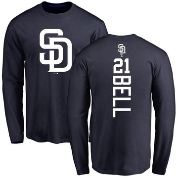 Men's San Diego Padres Heath Bell ＃21 Backer Long Sleeve T-Shirt - Navy