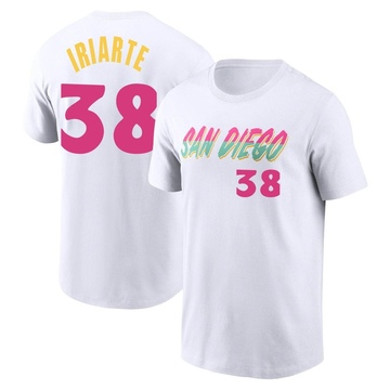 Men's San Diego Padres Jairo Iriarte ＃38 2022 City Connect Name & Number T-Shirt - White