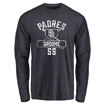 Men's San Diego Padres Jay Groome ＃55 Base Runner Long Sleeve T-Shirt - Navy