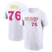 Men's San Diego Padres Jhony Brito ＃76 2022 City Connect Name & Number T-Shirt - White