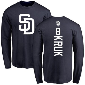 Men's San Diego Padres John Kruk ＃8 Backer Long Sleeve T-Shirt - Navy