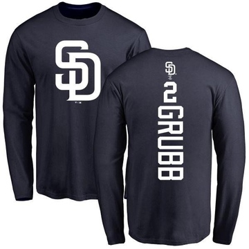 Men's San Diego Padres Johnny Grubb ＃2 Backer Long Sleeve T-Shirt - Navy