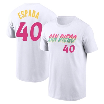 Men's San Diego Padres Jose Espada ＃40 2022 City Connect Name & Number T-Shirt - White