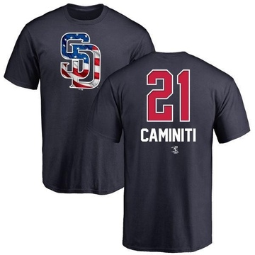 Men's San Diego Padres Ken Caminiti ＃21 Name and Number Banner Wave T-Shirt - Navy
