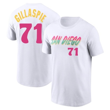 Men's San Diego Padres Logan Gillaspie ＃71 2022 City Connect Name & Number T-Shirt - White