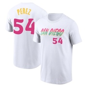 Men's San Diego Padres Martin Perez ＃54 2022 City Connect Name & Number T-Shirt - White