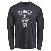 Men's San Diego Padres Martin Perez ＃54 Base Runner Long Sleeve T-Shirt - Navy