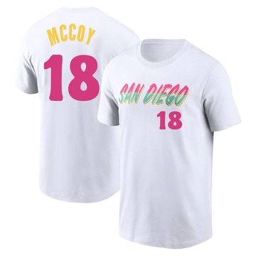 Men's San Diego Padres Mason McCoy ＃18 2022 City Connect Name & Number T-Shirt - White