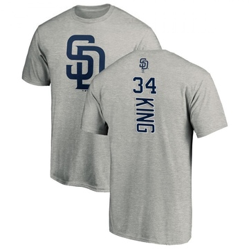 Men's San Diego Padres Michael King ＃34 Backer T-Shirt Ash