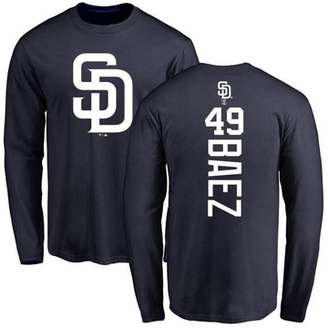 Men's San Diego Padres Michel Baez ＃49 Backer Long Sleeve T-Shirt - Navy