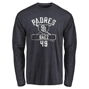 Men's San Diego Padres Michel Baez ＃49 Base Runner Long Sleeve T-Shirt - Navy