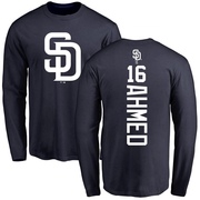 Men's San Diego Padres Nick Ahmed ＃16 Backer Long Sleeve T-Shirt - Navy