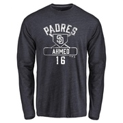 Men's San Diego Padres Nick Ahmed ＃16 Base Runner Long Sleeve T-Shirt - Navy